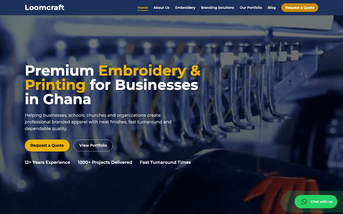 Screenshot from the Embroidery & Branding Site case study